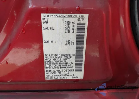 2013 Nissan Altima 2.5 S z USA, uszkodzony, nr VIN 1N4AL3APXDC205005